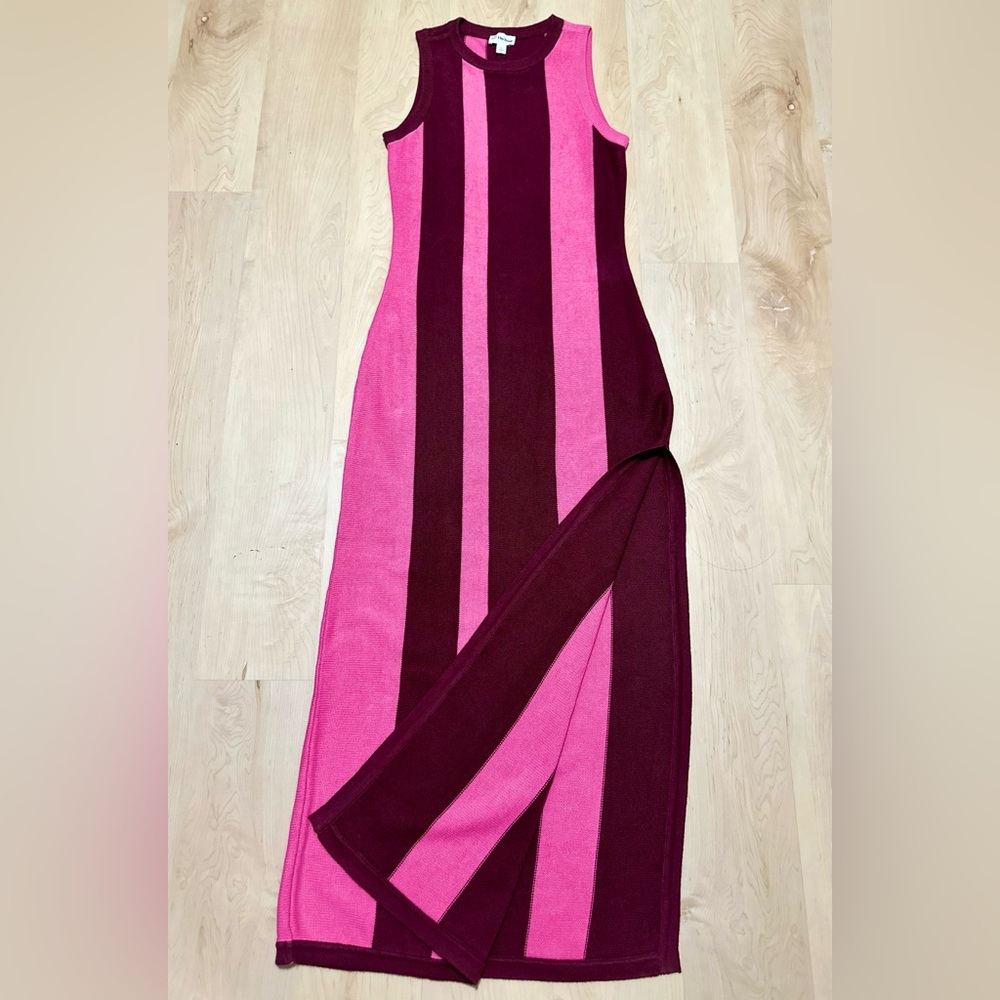 Chic Striped Maxi Dress in Pink and Burgundy